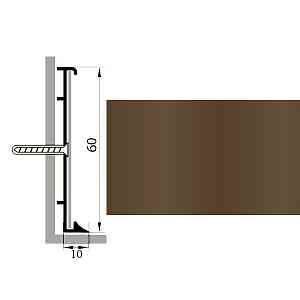 Сопутствующие материалы Коммерческий плинтус алюминиевый Русский профиль 60мм ПОЛИМЕРНОЕ ПОКРЫТИЕ темно-коричневый фото  | FLOORDEALER