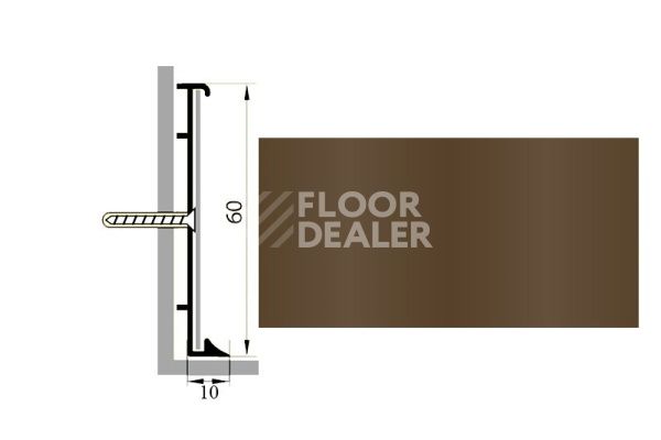Сопутствующие материалы Коммерческий плинтус алюминиевый Русский профиль 60мм ПОЛИМЕРНОЕ ПОКРЫТИЕ темно-коричневый фото 1 | FLOORDEALER