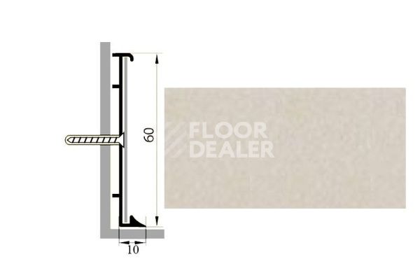 Сопутствующие материалы Коммерческий плинтус алюминиевый Русский профиль 60мм ПОЛИМЕРНОЕ ПОКРЫТИЕ травертин фото 1 | FLOORDEALER