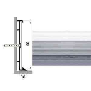Сопутствующие материалы Коммерческий плинтус алюминиевый Русский профиль 60мм АНОДИРОВАННОЕ ПОКРЫТИЕ серебро матовое фото  | FLOORDEALER