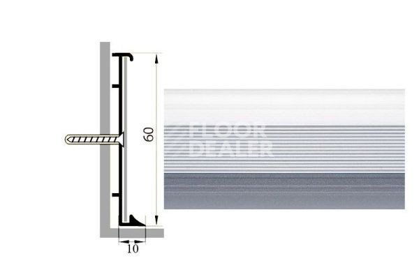 Сопутствующие материалы Коммерческий плинтус алюминиевый Русский профиль 60мм АНОДИРОВАННОЕ ПОКРЫТИЕ серебро матовое фото 1 | FLOORDEALER