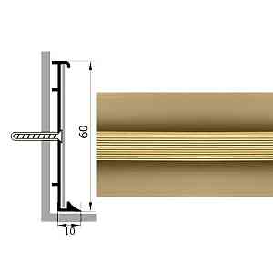 Сопутствующие материалы Коммерческий плинтус алюминиевый Русский профиль 60мм АНОДИРОВАННОЕ ПОКРЫТИЕ золото глянец фото  | FLOORDEALER